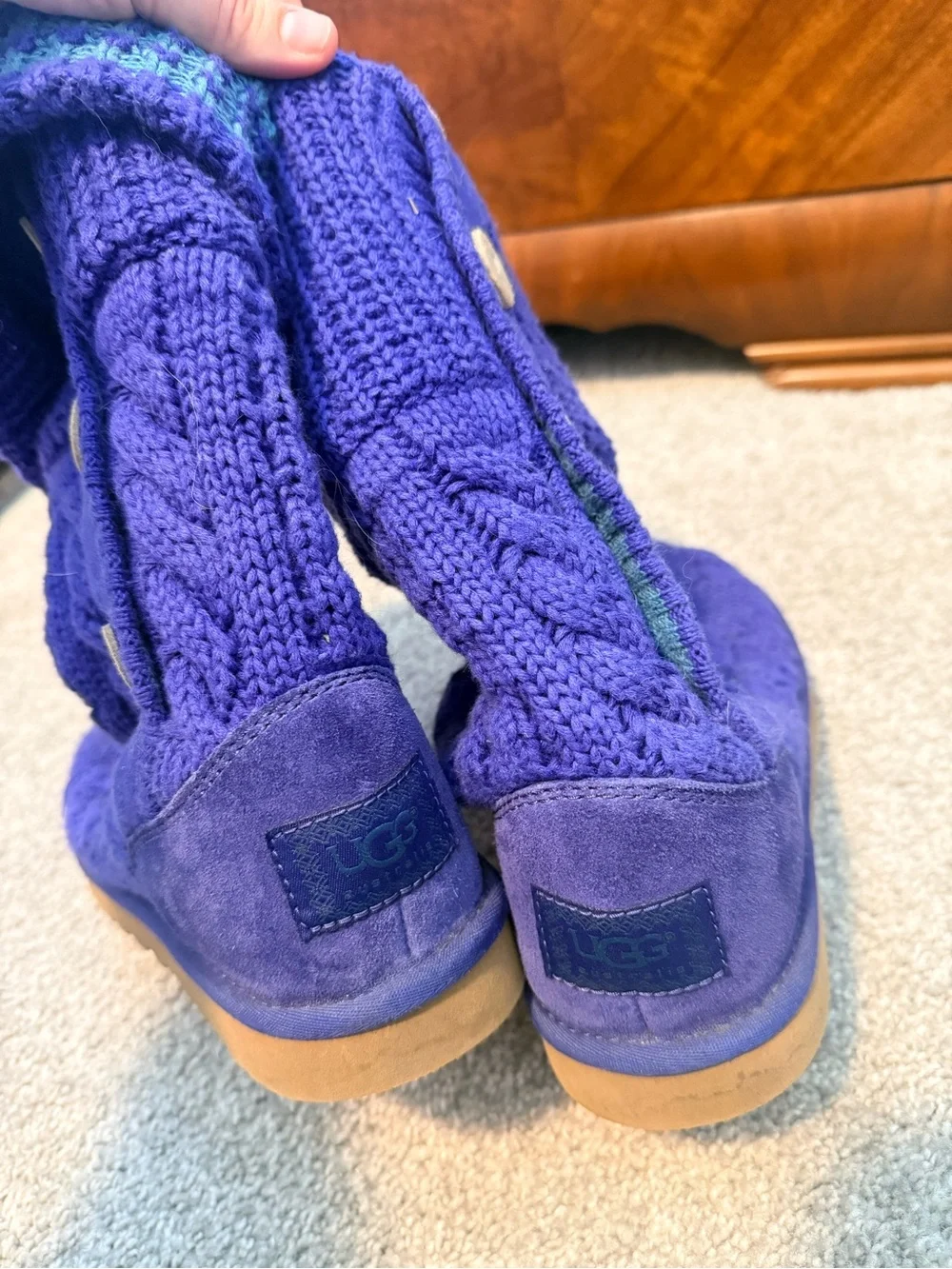 UGG Purple Knit Women's Winter Boots with Teal Accent